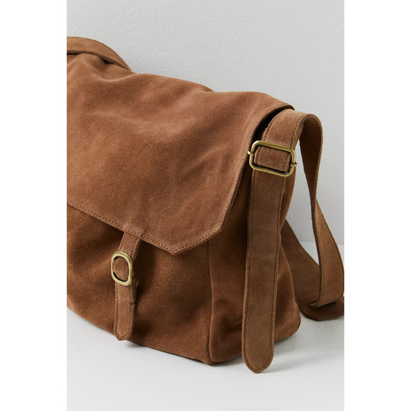 NEW FREE PEOPLE BRONZE AGE BROWN ZAHARA SUEDE MESSENGER CROSSBODY BAG PURSE - Picture 5 of 10